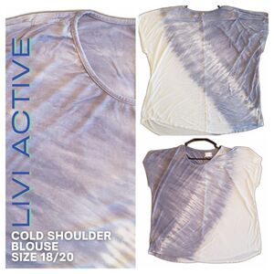 Livi Active Women Cold Shoulder Blouse Grey & Cream Size 18/20